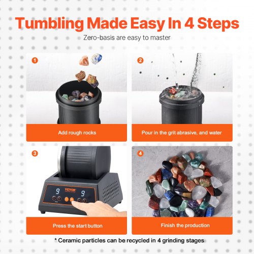Rock Tumbler Machine 4 lbs Rock Polishing Kit 9 Speed 9-Day Timer Steel